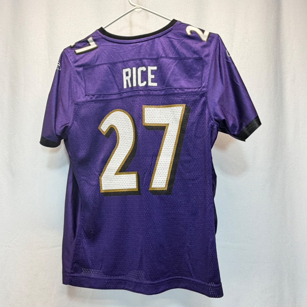 Baltimore Ravens Ray Rice 27 Jersey Womens Medium Purple Reebok NFL Equipment
